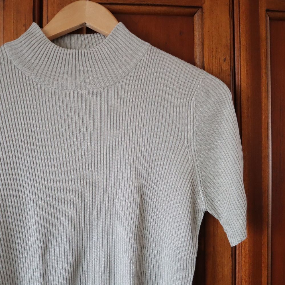 Vintage Silk Ribbed Tight Blouse SM